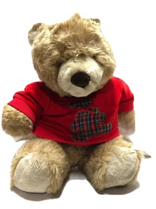 1984 Mattel Emotions Stofftier 15 Zoll PlusH braun Teddybär rot kariert Hemd Vintage - Bild 1 von 10