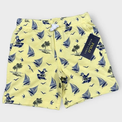 Polo Ralph Lauren Windsurfing Bear Yellow Fleece Shorts Boys Youth size 5 New - Image 1 of 4