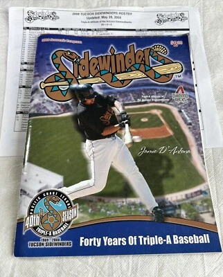2008 Tucson Sidewinders Souvenir Program w/ Roster Sheet Scored - Image 1 of 4