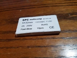 Ceramic Fuses 2A, 250V, 6X32mm, Pack of 10, Brand New - Picture 1 of 2