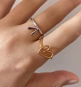 Eleganter Herzring für Mädchen - vergoldet & versilbert | erhältlich in Größen 6,7,8,9,10 - Bild 1 von 14