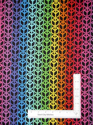 Peace Signs tela multicolor flor niño algodón pecas y piruleta por yarda Foto 1 de 2