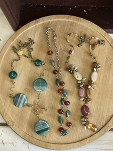 Vintage Estate Jewellery - 3 Polished Glass Stone Bead Necklaces - Picture 1 of 5