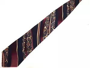 Cellini Collection Mens Necktie Tie Navy Blue Red Olive Green Floral Striped 59" - Picture 1 of 4