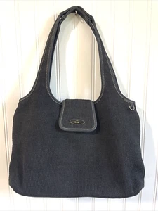 The Sak Handbag Black Crochet Womens Double Handle Medium Shoulder Bag - Picture 1 of 9