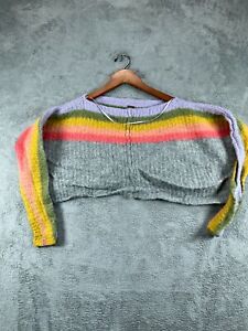 Womens Sweaters Tops XS Free People Crop Alpaca Blend Gray Multi Long Sleeve