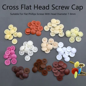Plastic Pozi Screw Cap Covers Push Fit 7-8mm Screws White Beige Grey Black Blue - Picture 1 of 30