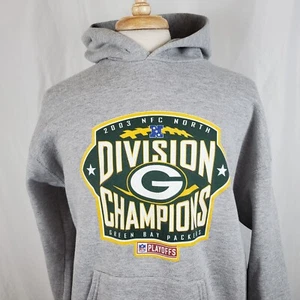 Vintage Green Bay Packers Hoodie Sweatshirt Large 2003 Division Champions Gray - Picture 1 of 9