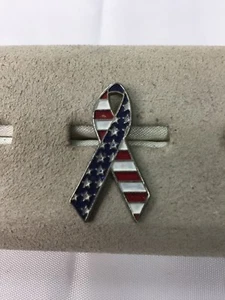 American Flag Stars & Stripes Ribbon Lapel Pin - Picture 1 of 1