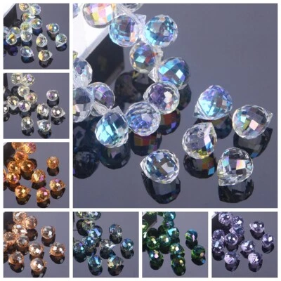 Lote de 20 cuentas colgantes de vidrio facetado lágrima colorida brillante de 8 mm hágalo usted mismo Foto 1 de 4