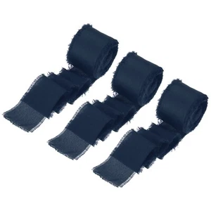 3 Rolls Silk Satin Ribbon, 1.5" 10 Yards Chiffon Fabric Ribbon Dark Blue - Picture 1 of 6