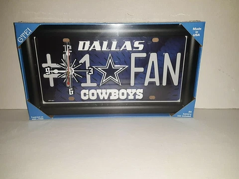 Dallas Cowboys NFL # 1 Fan Quartz License Plate Clock Cover