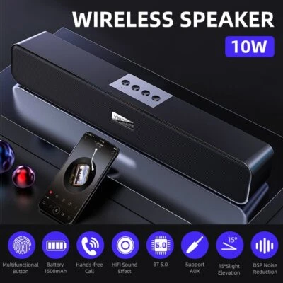 Drahtloser Bluetooth Soundbar PC Sound System 3D Surround Subwoofer Lautsprecher - Bild 1 von 4