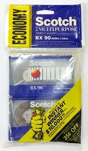 2 Pack of Vintage 3M Scotch BX/90, 90 Minute Audio Cassette Tapes ~ Sealed NOS - Picture 1 of 2