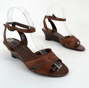 Sandalias de cuña Natural Soul Naturalizer talla 6M cuero boho hippie retro cómodas - Imagen 1 de 10