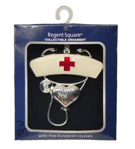 Beste Krankenschwester Ornament Regent Quadrat Emaille Europäischer Kristall Weihnachten Urlaub - Bild 1 von 2