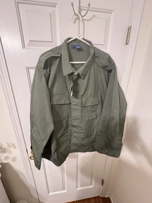 全新 3XLR PROPPER 男式 F5452 BDU 2 口袋外套 L/S 战斗 RIP 衬衫 OLIVE — 第 1/4 张图片