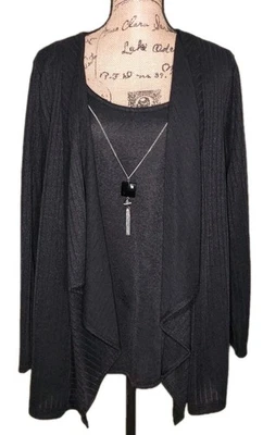 NUEVO CON ETIQUETAS Essentials - Túnica negra estilo 2-Fer de polialgodón - Para mujer talla 14/16W Foto 1 de 4