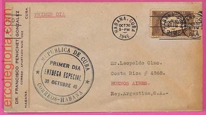 ak1231 - HABANA - HISTORIA POSTAL - FDC - 1945 - Moto - Imagen 1 de 1