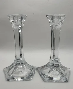 Set Of 2 TOSCANY 24% Lead Crystal Candlestick Holders Made in Romania 7 3/4” - Picture 1 of 11