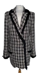 CHAQUETA ELÁSTICA ETRO BEIGE NEGRA GRIS A CUADROS RIBETE SIN FORRO TALLA M - Imagen 1 de 13