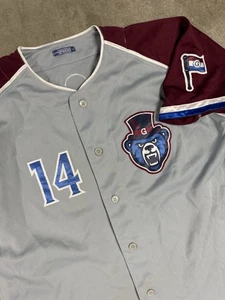 Garb Athletics Lemay Governors LCBL Baseball Jersey Gray Maroon Top Hat Bear L - Picture 1 of 8