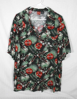 Camisa Para Hombre Coca-Cola Tropical Hawaiana Novedad Cuello Botón Manga Corta XL Foto 1 de 4