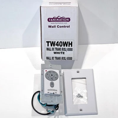 Fanimation TW40WH 6 Speed DC Motor Reversible Fan and Light Wall Control - White - Image 1 of 4