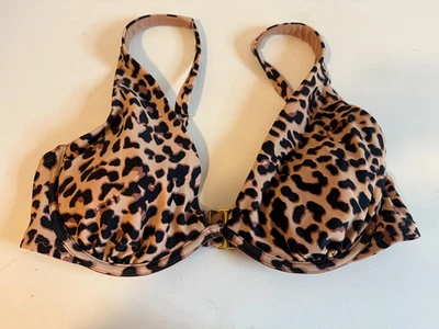 animal print underwire SHADE & SHORE  swimsuit bikini top size  34DD - Image 1 of 2
