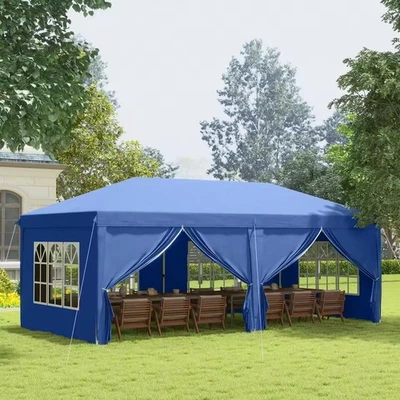 OUTSUNNY 3 x 6 m Pop Up Gazebo with Sides and Windows, Height Wedding Camping Party Tent