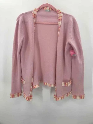 Suéter cardigã usado Chanel rosa tamanho pequeno - Imagem 1 de 3