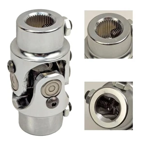 3/4" 36 Spline X 3/4" DD Steering Universal Joint Chrome Single U Joint Shaft - Picture 1 of 9