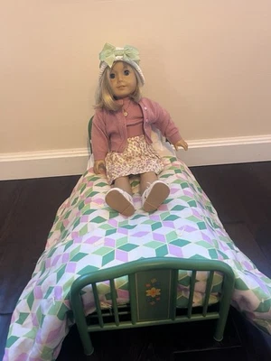 American Girl Doll Trundle Bed Kit Kittredge Mattress Pillow Chennile Bedspread - Image 1 of 4