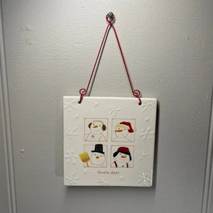 Hallmark Frosty Days Keramik Schneemann Fliese Wandbehang Weihnachten Urlaub Dekor - Bild 1 von 6