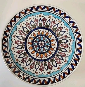 Rhodes Lidos Greece Ceramic Pottery Plate Multicolor Pattern 9.5” - Picture 1 of 4