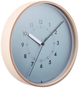 Lemnos Wall Clock Analog SOSO Quartz Clock Natural Color Wood Blue AWA13-06BL - Picture 1 of 3