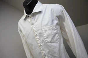 Tommy Bahama Jeans Cotton Cream Button Up Dress Shirt Mens Sz Large - Picture 1 of 10
