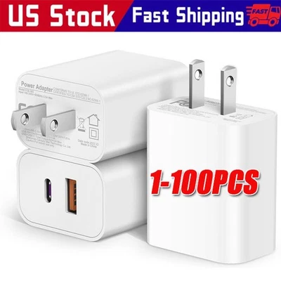Lote Adaptador de Corriente de Pared USB Tipo C Bloque Cargador Rápido para iPhone 15 16 13 11 20W Foto 1 de 4