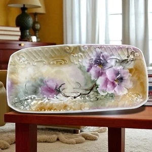 VINTAGE Porcelain Trinket Tray Decorated Hand Painted Flowers D. Biasco(?) - Picture 1 of 7