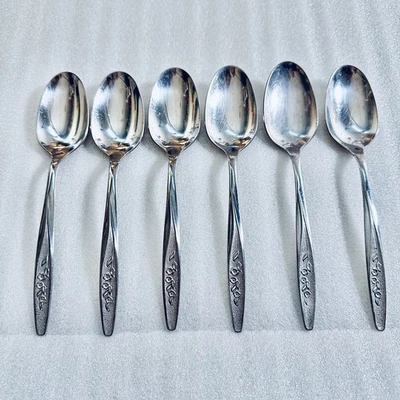 Juego de 6 cucharas superiores de sopa rosa radiante de acero inoxidable para cubiertos de colección EE. UU. Foto 1 de 2