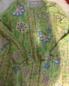 Lulu B Niñas Talla Pequeña Verde/Rosa Floral 💯 Camisa/Falda Algodón Conjunto 2 - Imagen 1 de 11