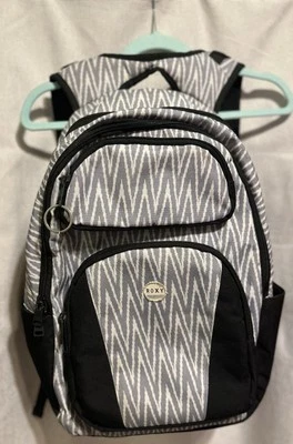 Roxy Backpack Gray Geometric Shaped Pattern Adjustable Straps Laptop Bag - Image 1 of 4