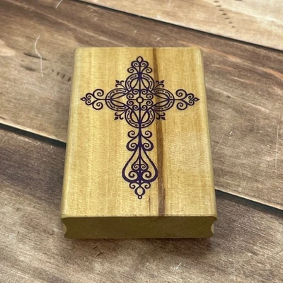 2003 RUBBER STAMPEDE DELTA ELEGANT CROSS 3410F WOOD MOUNTED RUBBER STAMP - Image 1 of 4