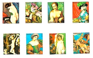 #4014 PARAGUAY 1975 PINTURA DESNUDOS GALERÍA LONDRES MI 2646-53 YV 1485-92 MNH - Imagen 1 de 4