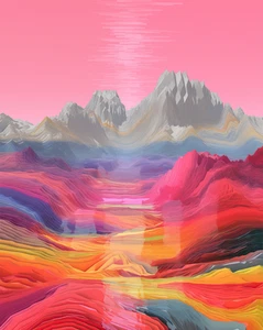 Vibrant Abstract Mountain Poster – Dreamscape Wall Art -... - Picture 1 of 10