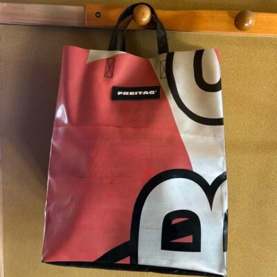 FREITAG F52 MIAMI VICE Tote Bag / RED × Silver × All BLACK RARE Logo 20L USED - Image 1 of 4