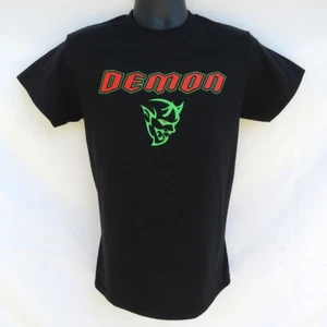 BLACK DODGE SRT DEMON RACING T-SHIRT 100% COTTON HEMI MOPAR DART CHARGER 2018 - Picture 1 of 3