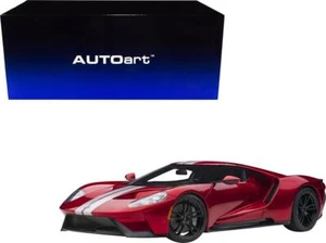 2017 Ford GT Liquid Red Metallic with Silver Stripes 1/12 Model Car by Autoart - Picture 1 of 6