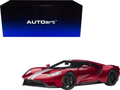 2017 Ford GT Liquid Red Metallic with Silver Stripes 1/12 Model Car by Autoart - Image 1 of 4