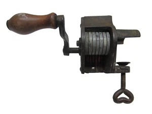 Antique Cast Iron TECK 0 Bean Cutter w/ Desk Grommet & Wooden Handle as pictured - Picture 1 of 6